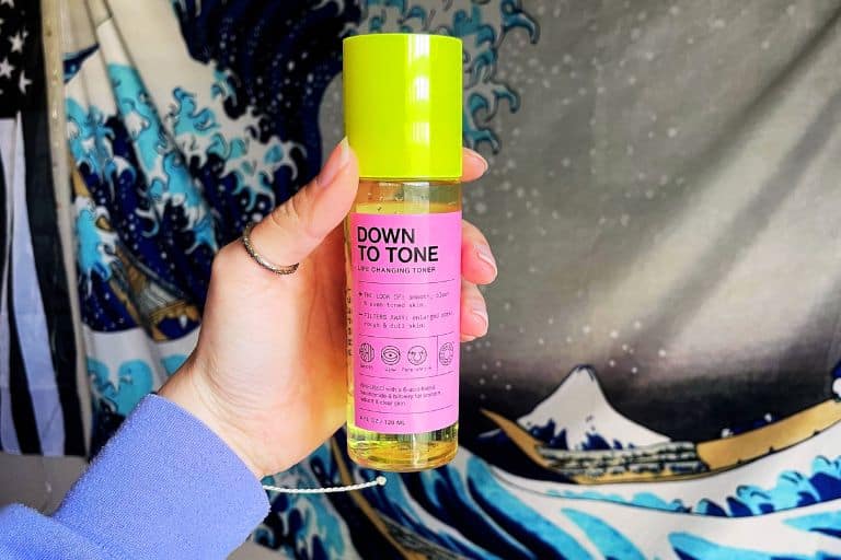 InnBeauty Project's yellow and pink bottle of professional grade non-toxic toner