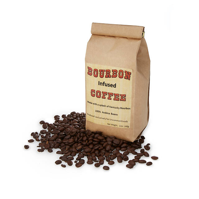 Bag of coffee beans infused with bourbon