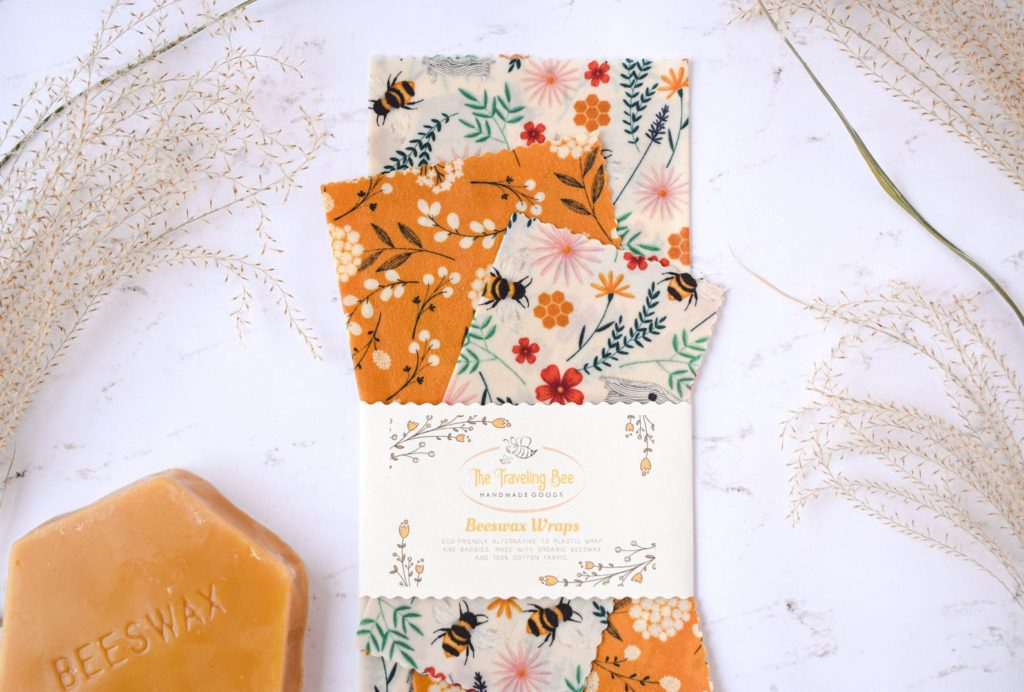 Beeswax food wraps with different floral patterns
