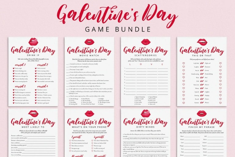 Bundle of printable Galentine's Day drinking games